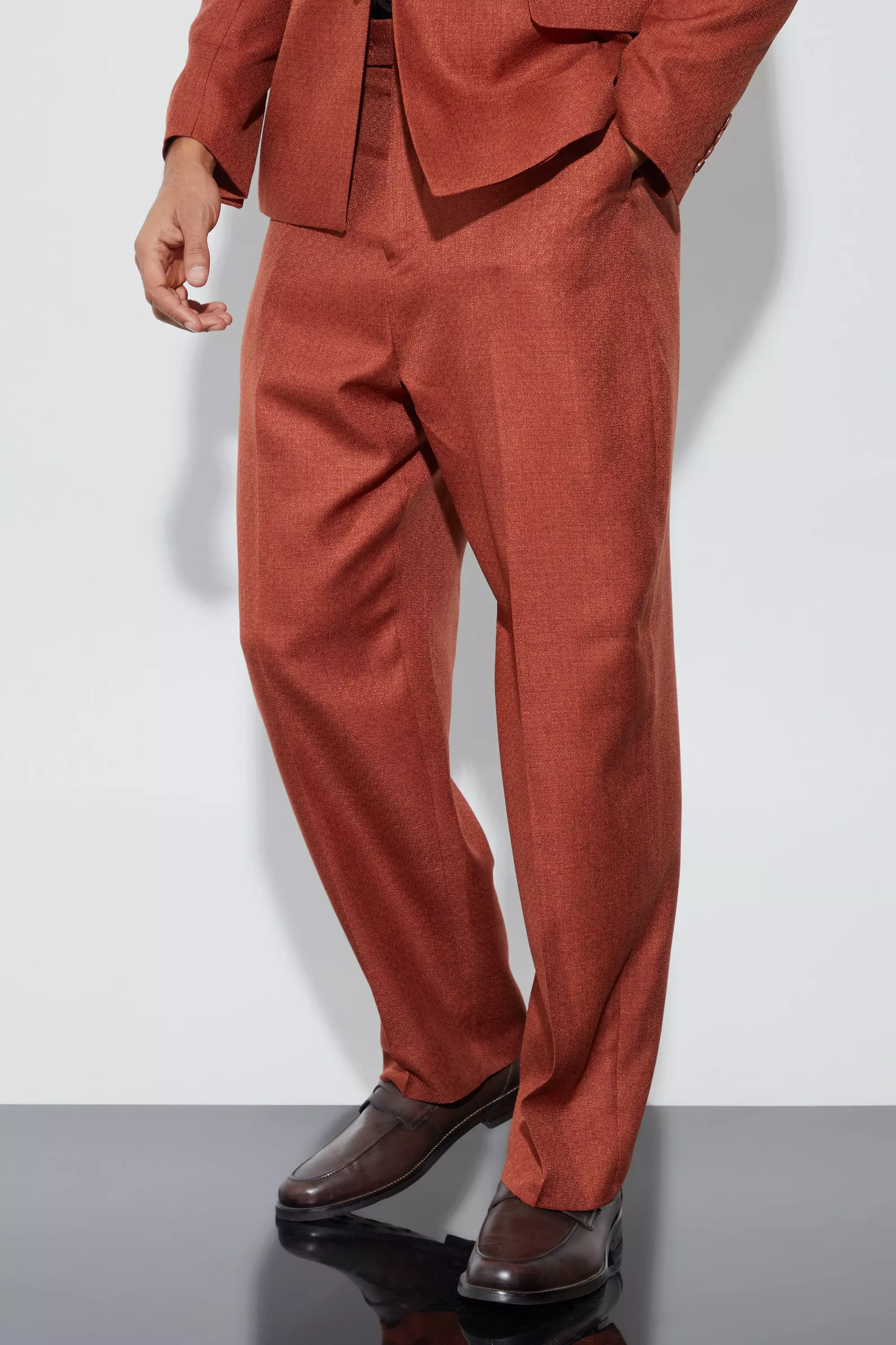 Orange Relaxed Fit Marl Texture Suit Pants
