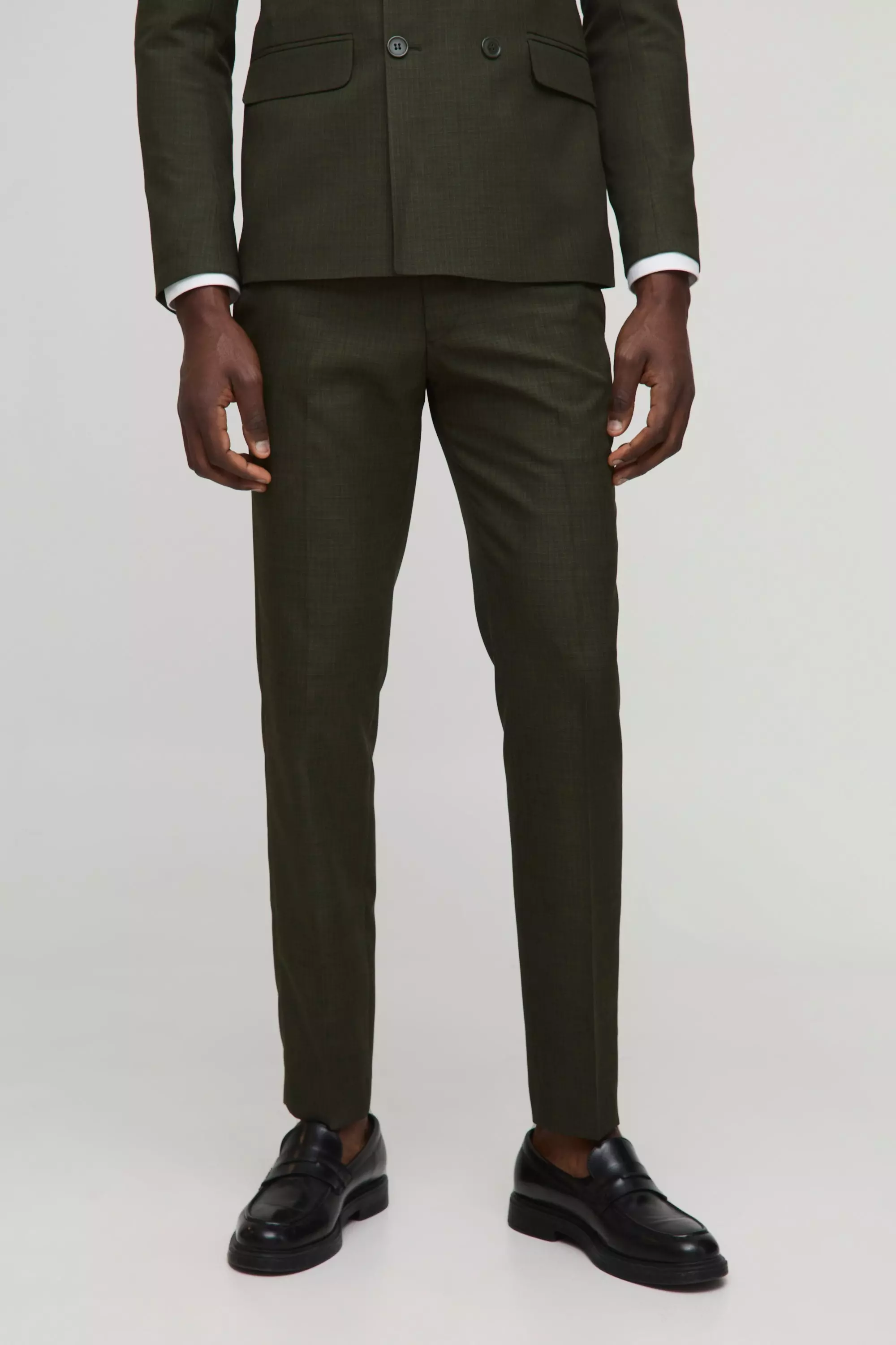 Strukturierte Skinny Anzughose, Khaki alternatives Bild