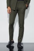 Khaki Skinny Micro Texture Suit Trousers