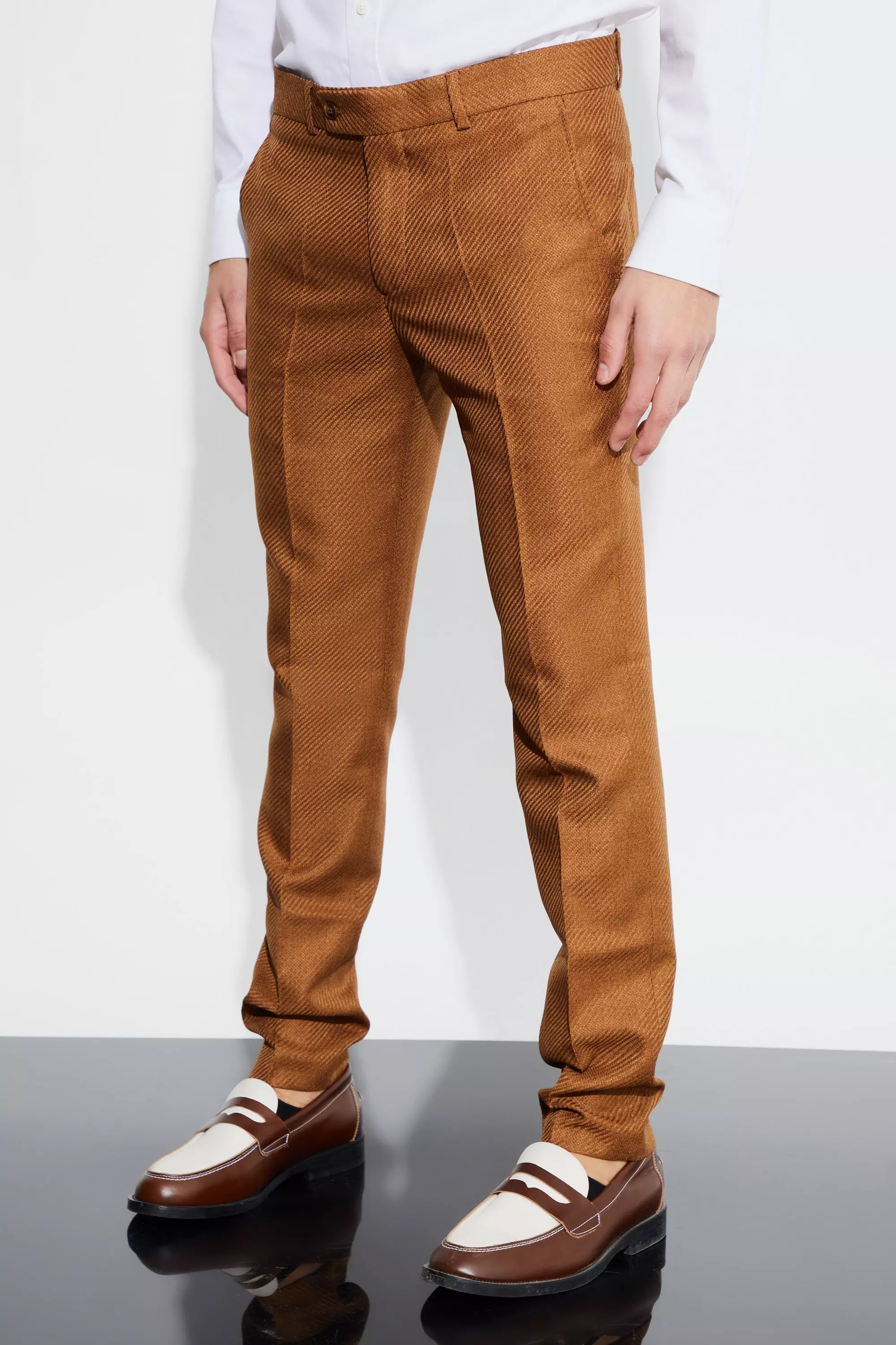 Skinny Fit Marl Suit Pants Mustard