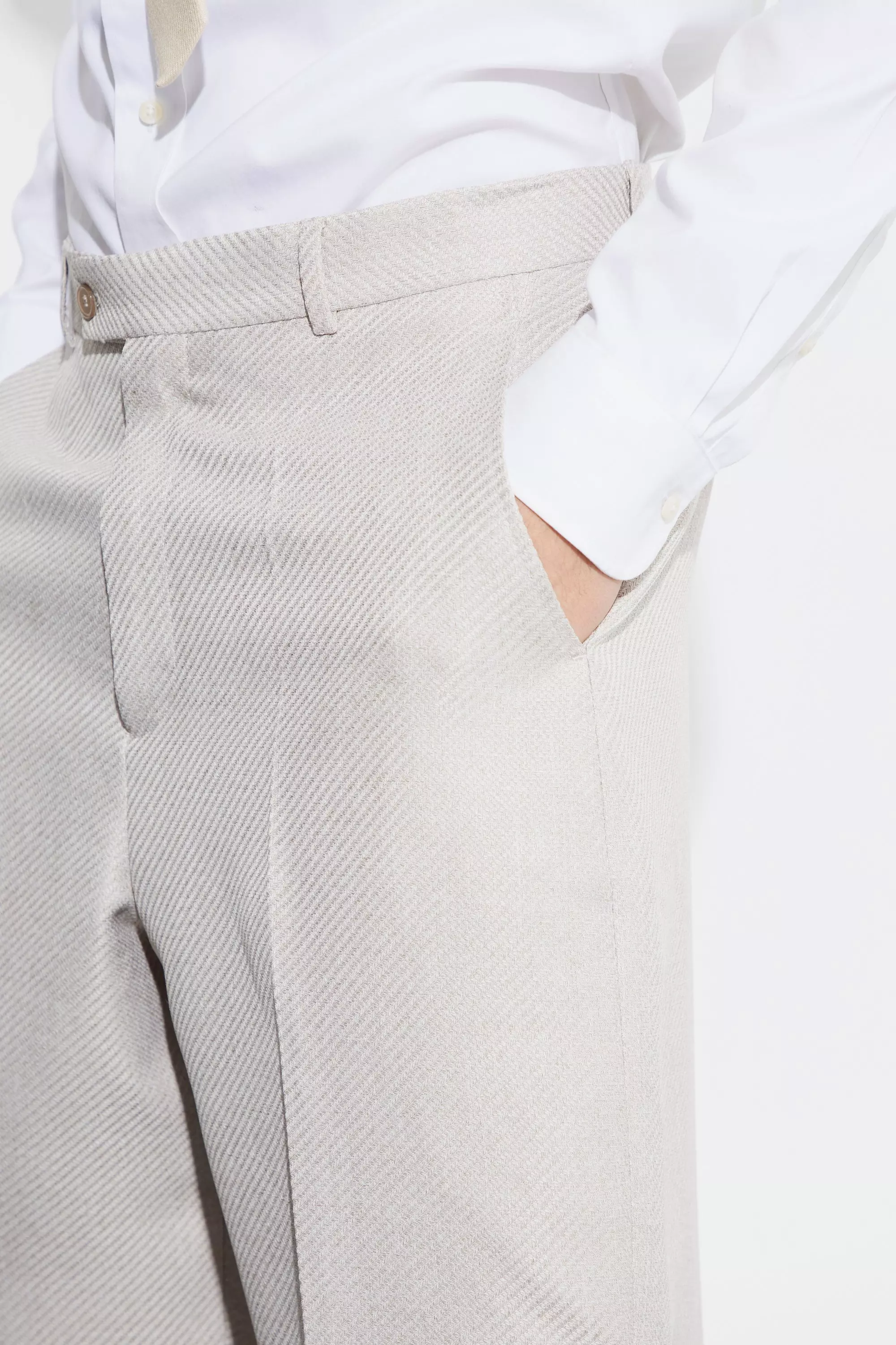 Grey Relaxed Fit Boucle Texture Marl Trousers alternative image
