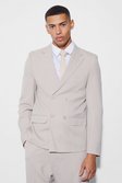 Stone Relaxed Fit Double Breasted Pinstripe Blazer