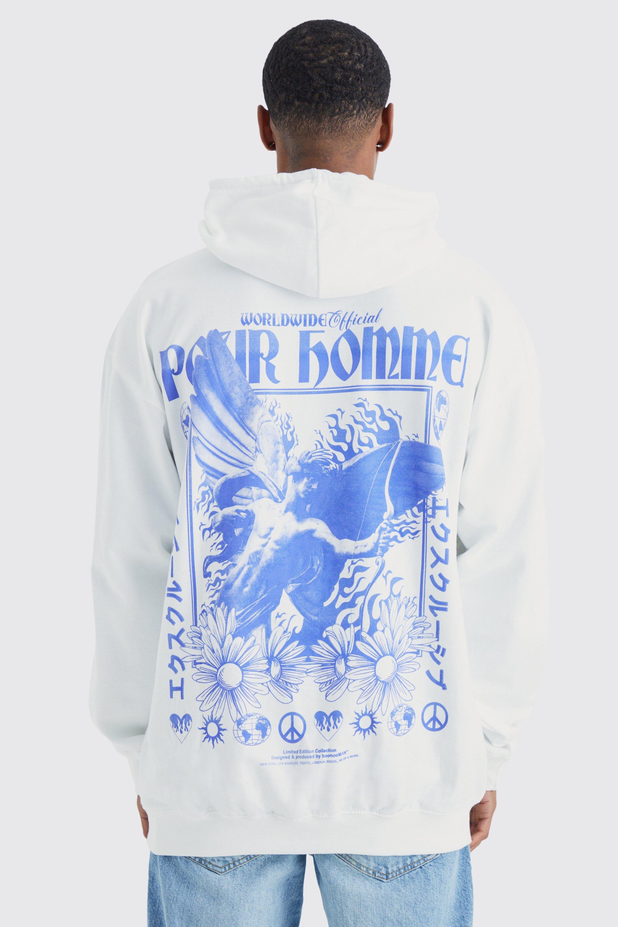 Boohooman white hoodie hot sale