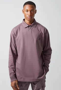 Active Oversized Heavy Rugby Polo dusty red