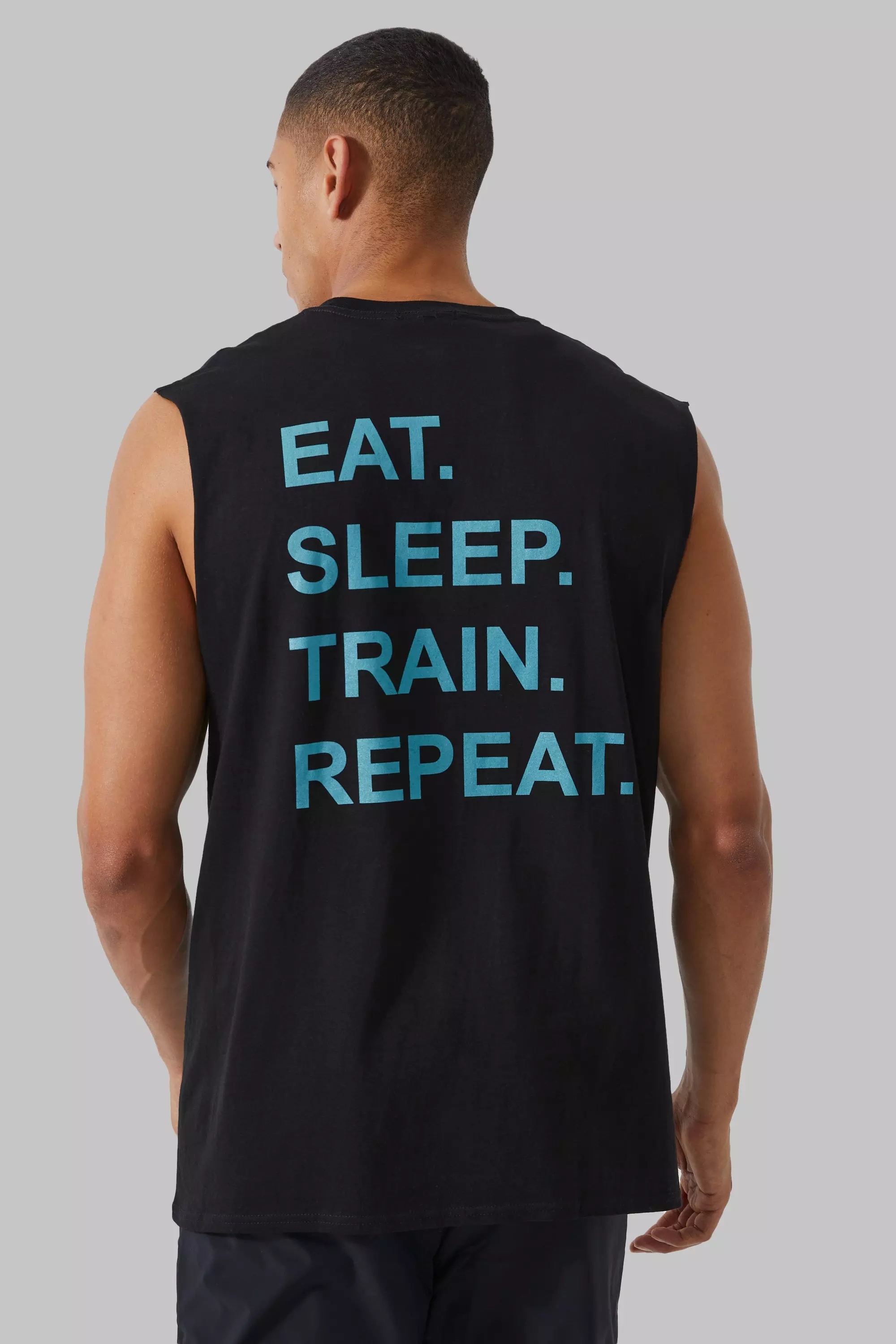 Man Active Train Repeat Tank Black