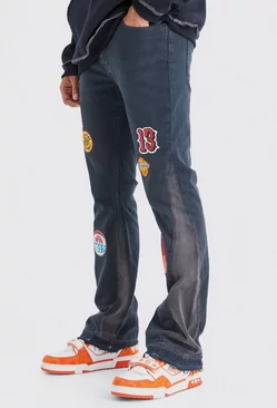 Straight Flare Gusset Applique Badge Cargo Trouser Charcoal
