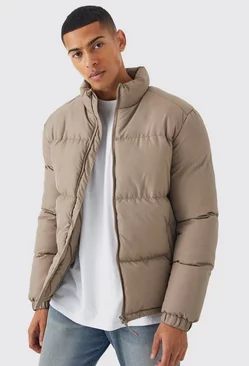 Funnel Neck Puffer Jacket Stone