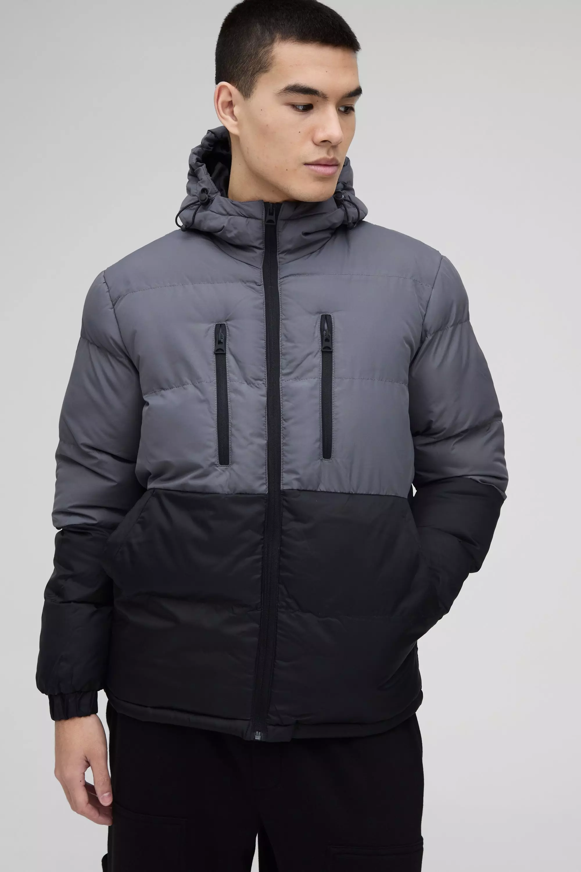 BooHooMan top colorblock puffer