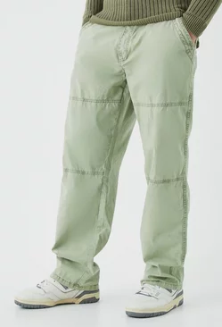 Relaxed Overdye Acid Wash Trouser Sage