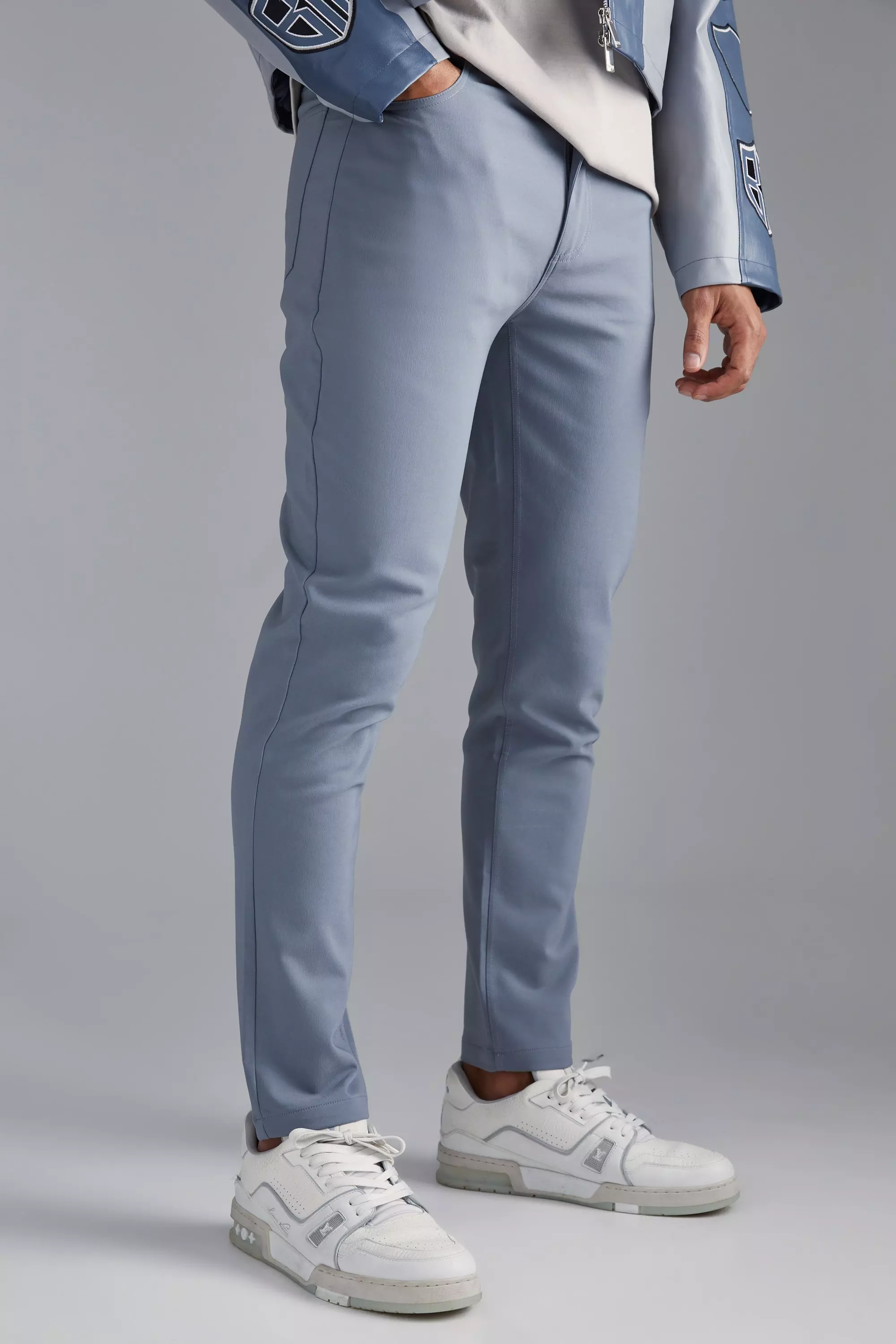 Fixed Waist Slim Fit Technical Stretch Trouser Grey