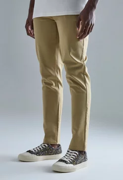 Fixed Waist Slim Fit Technical Stretch Trouser Stone