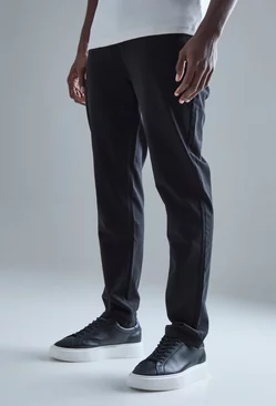 Black Fixed Waist Slim Fit Technical Stretch Trouser