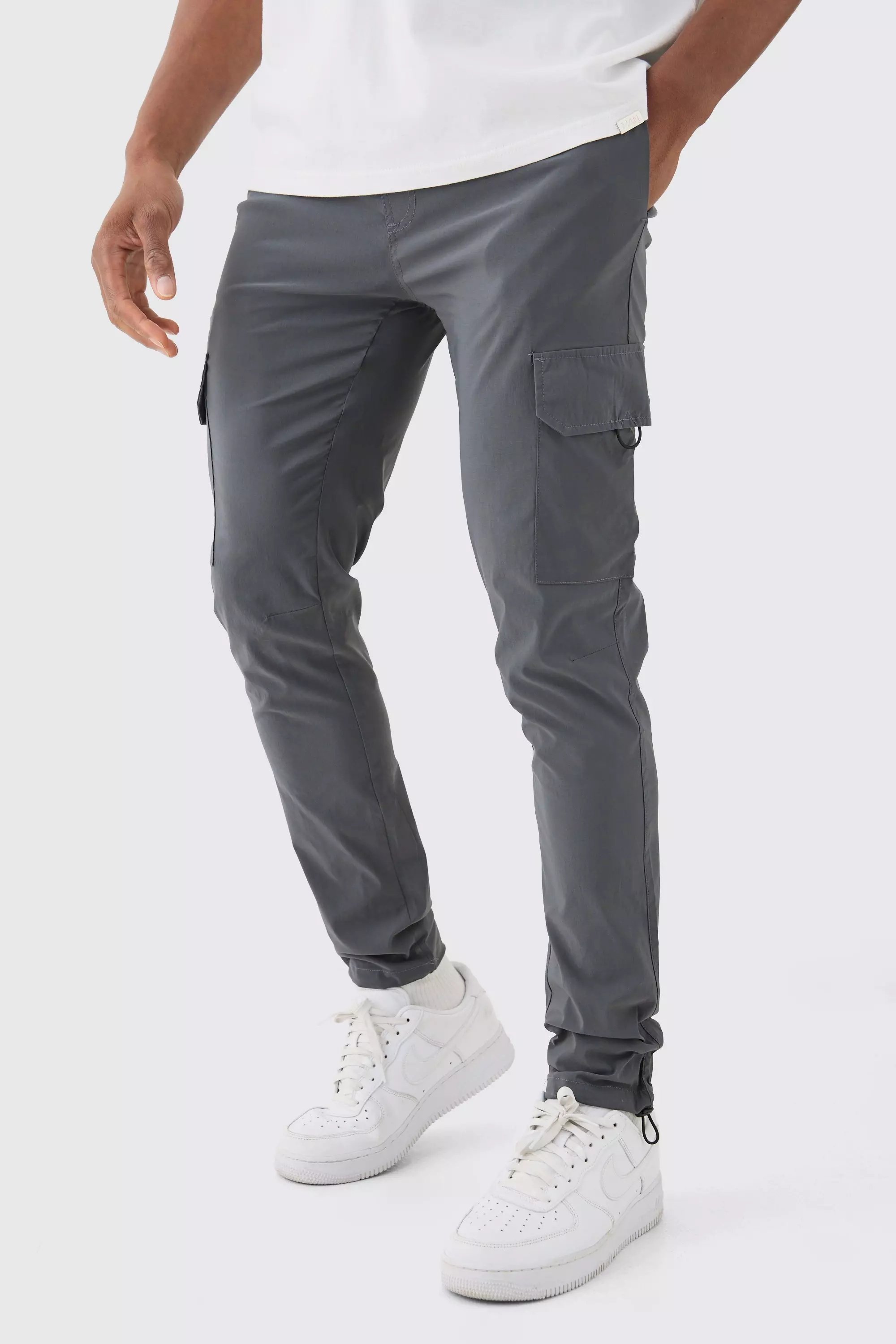 Elastic Lightweight Stretch Skinny Cargo Trouser Grey