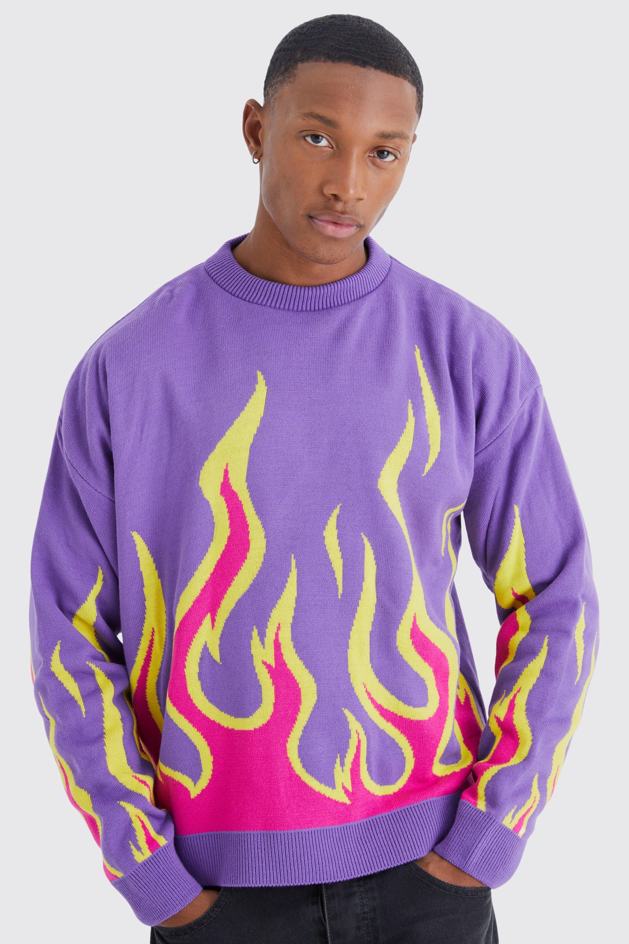 Purple flame knit sweater