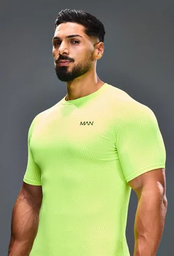Man Active Muscle Fit Geo Print T-shirt Lime