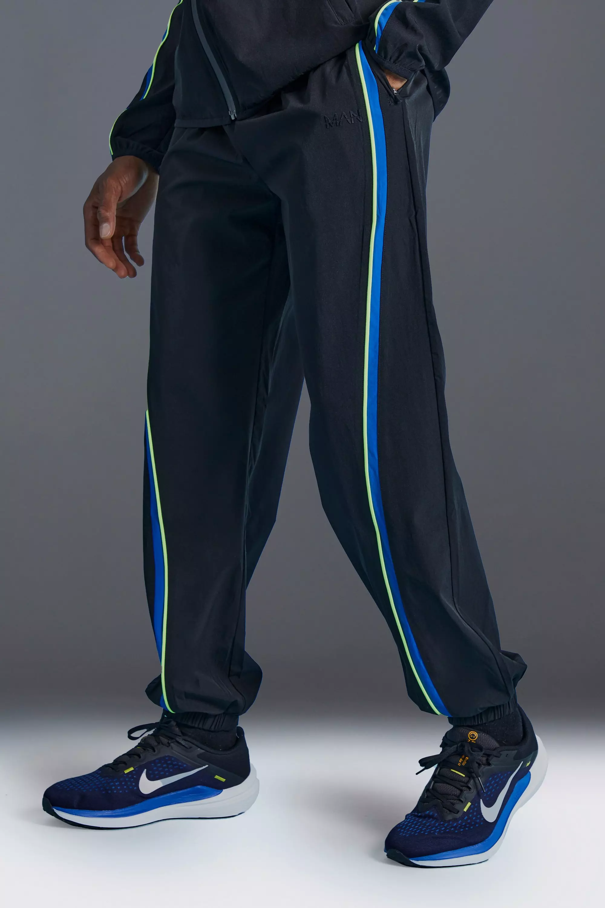 Black Man Active Colour Block Regular Fit Joggers