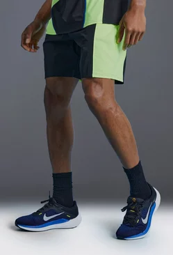Black Man Active Colour Block Panelled Short