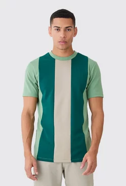 Slim Colour Block Smart T-shirt Green