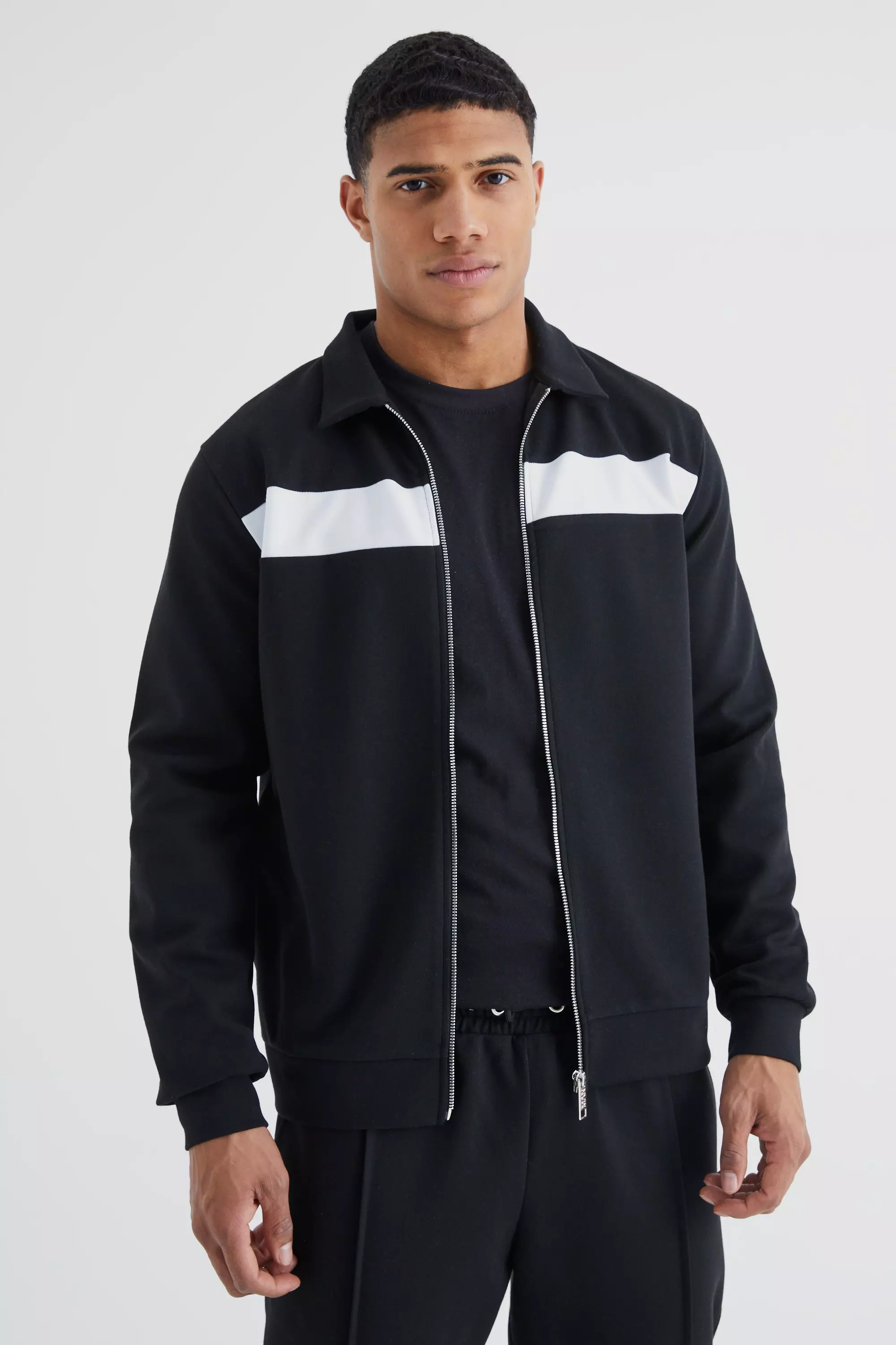 Relaxed Tricot Zip Detail Track Jacket