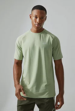 Man Active Mesh Textured Slim T-shirt Sage