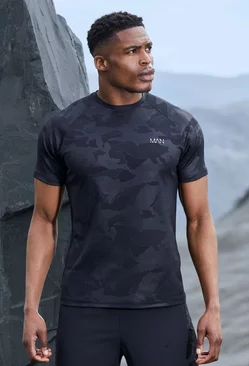 Black Man Active Camo Raglan Performance T-shirt