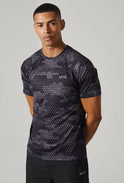 Charcoal Grey Man Active Geometric T-shirt