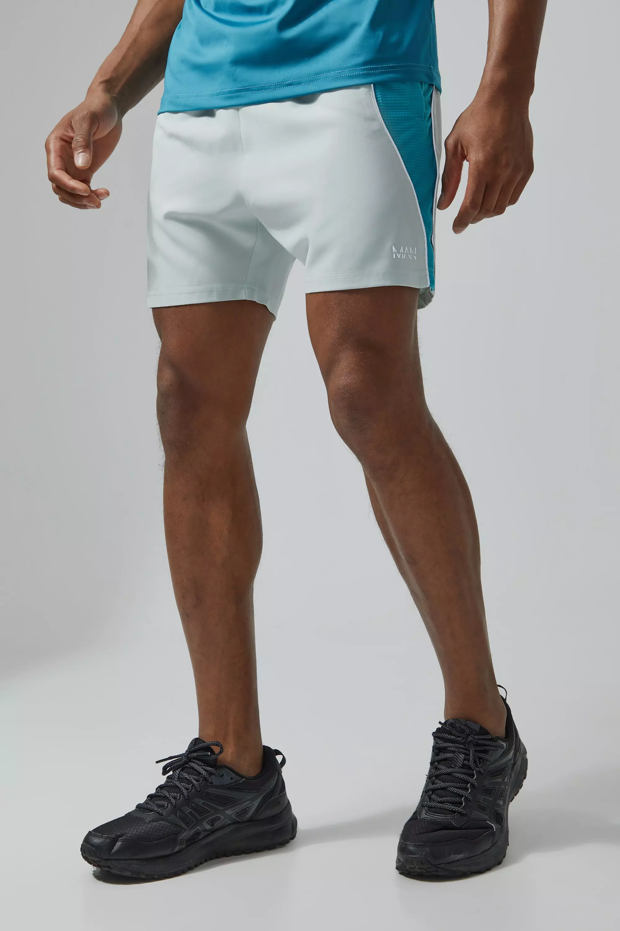 Grey Man Active Mesh Textured Colour Block Short