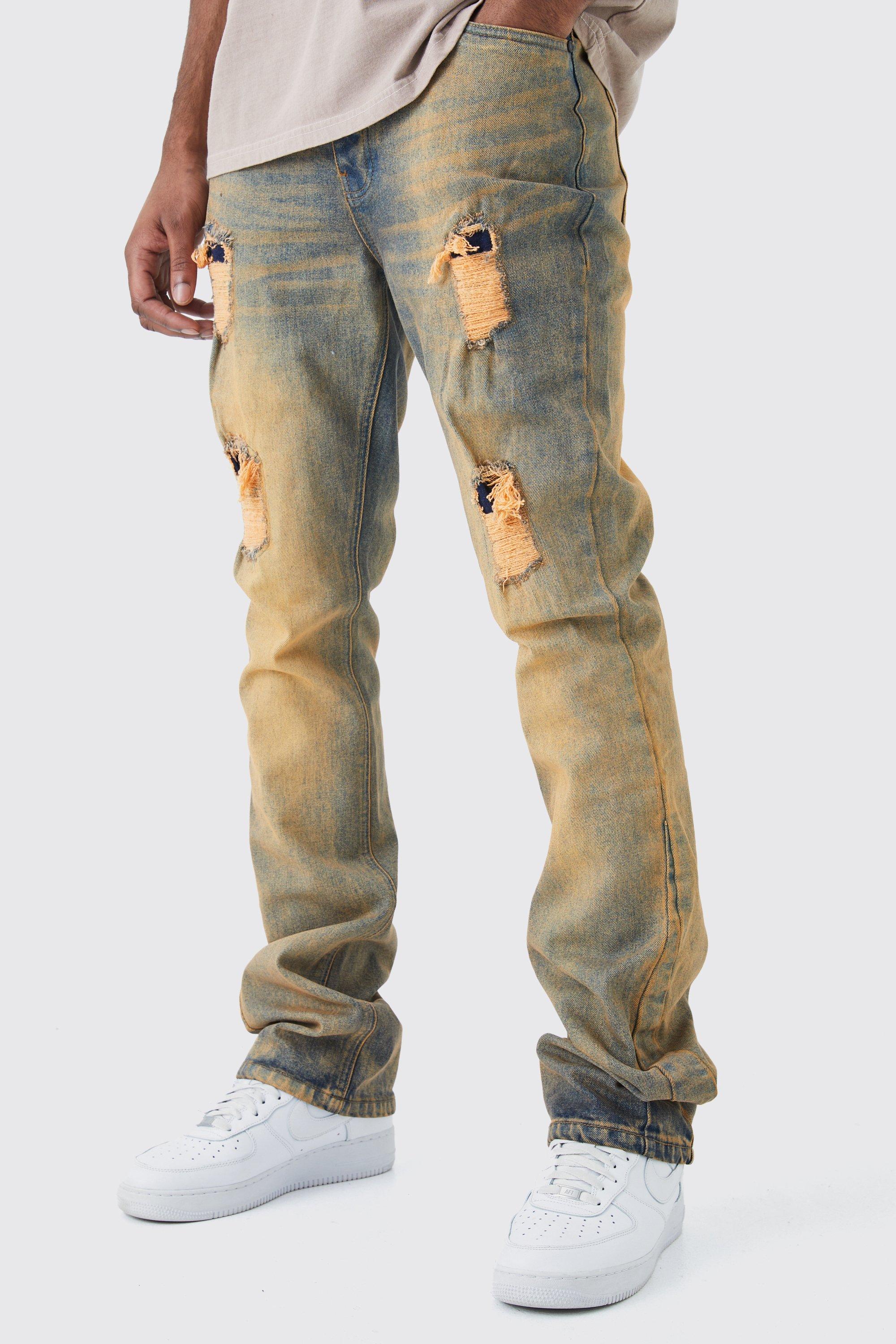 Straight Rigid Extreme Rip Gusset Detail Jean