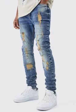 Tall Skinny Stretch Ripped Jean Antique blue