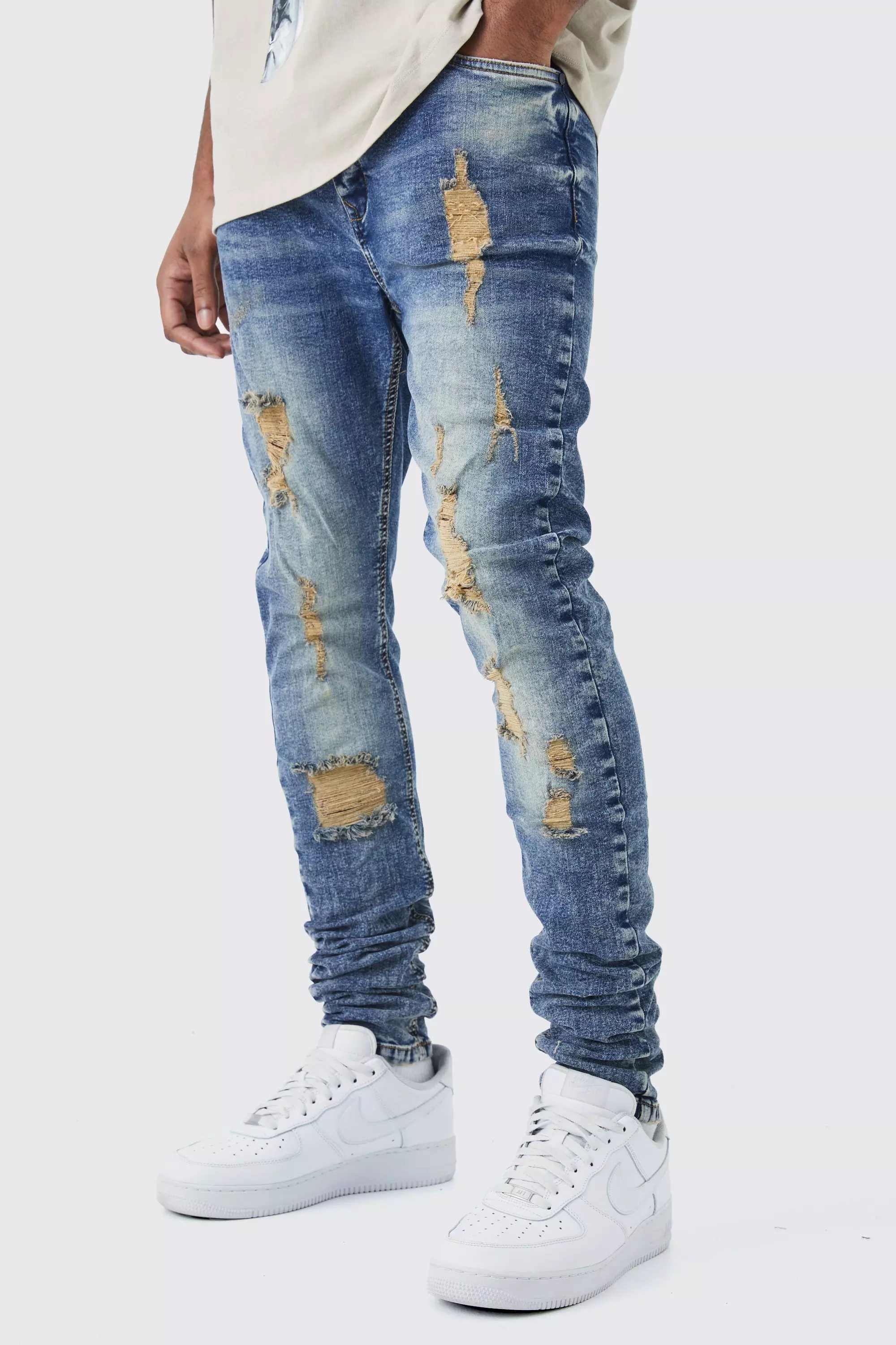 Tall Skinny Stretch Ripped Jean Antique blue