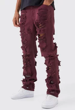 Tall Relaxed Rigid Extreme Ripped Jean Burgundy