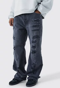 Plus Relaxed Rigid Extreme Ripped Jean Washed black