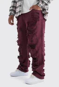 Plus Relaxed Rigid Extreme Ripped Jean Burgundy