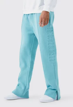 Tall Relaxed Fit Split Hem Limited Embossed Jogger Teal