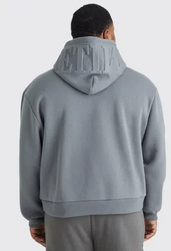 Plus Oversized Boxy Limited Embossed Hoodie Charcoal