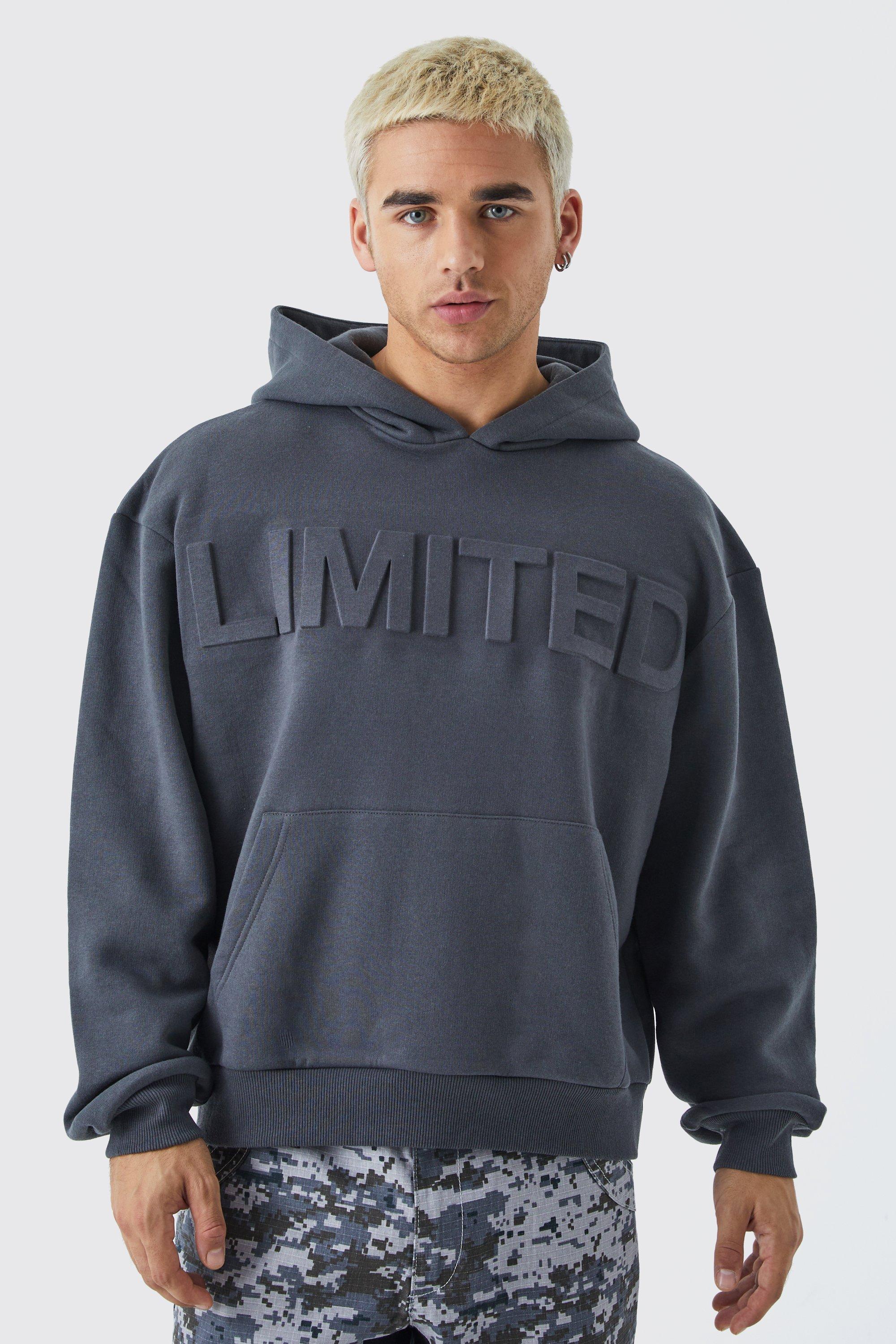 Oversized Boxy Limited Embossed Hoodie | boohooMAN USA