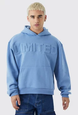 Oversized Boxy Limited Embossed Hoodie Dusty blue