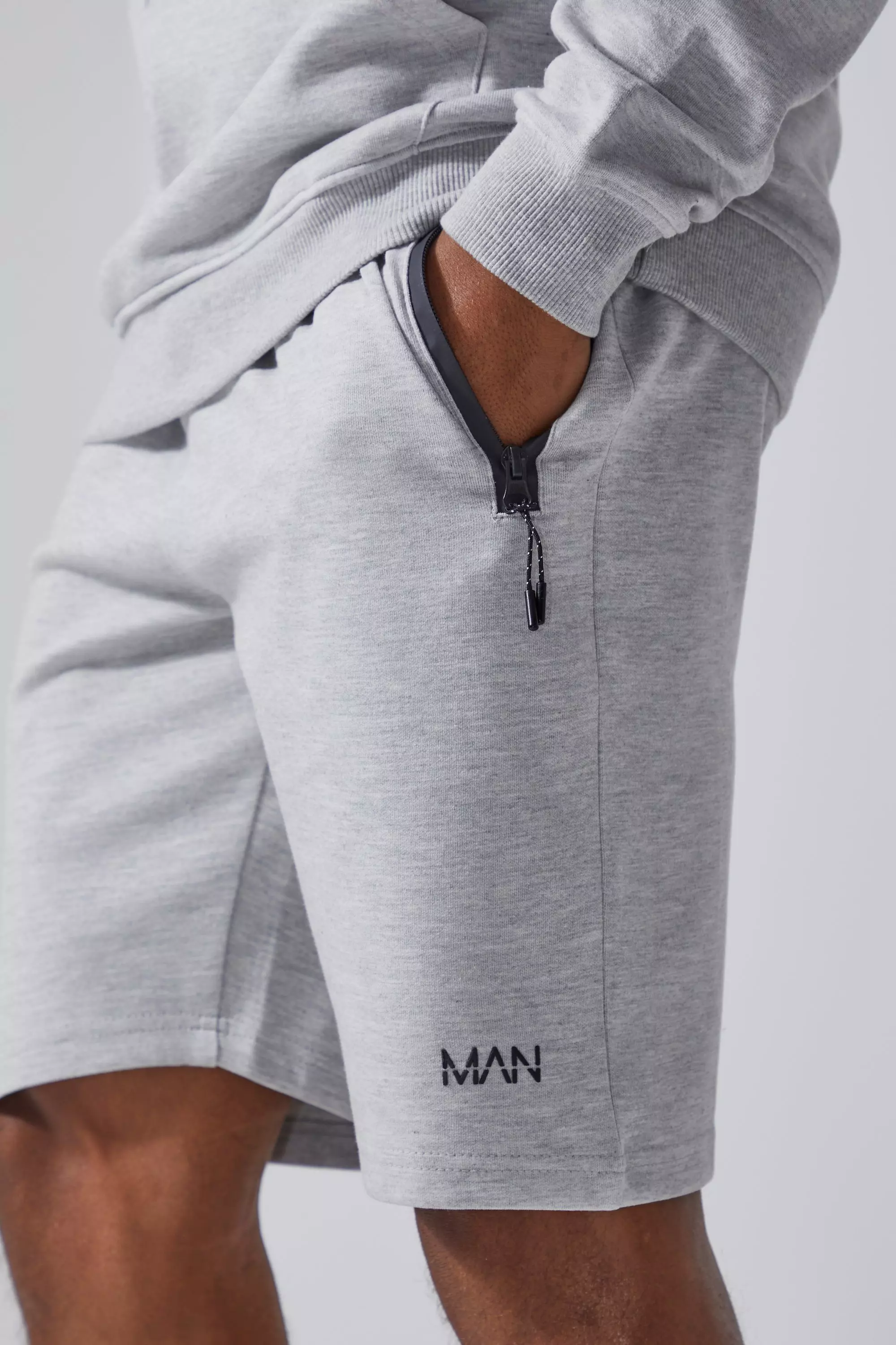 Grey marl Man Active Regular Fit 5inch Fleece Shorts alternative image