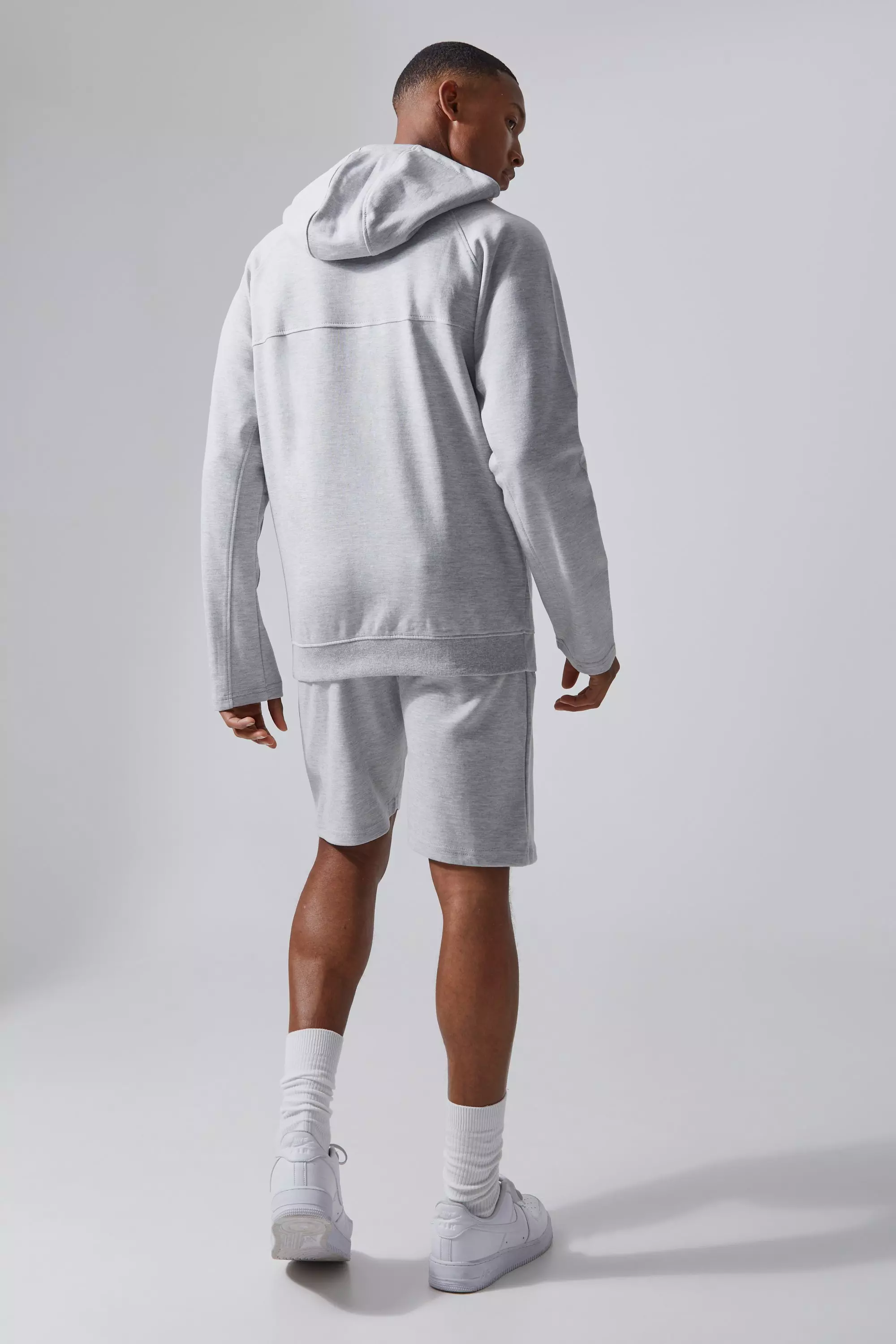 Grey marl Man Active Tech Hoodie En Shorts Set alternatieve afbeelding