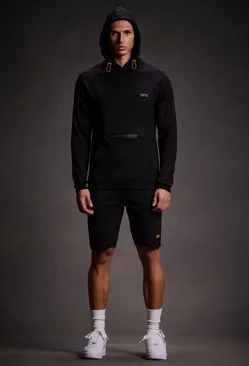 Black Man Active Tech Hoodie And Shorts Set