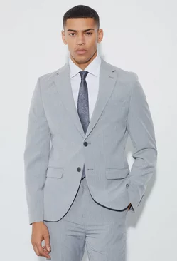 Grey Slim Single Breasted Suit Jacket
