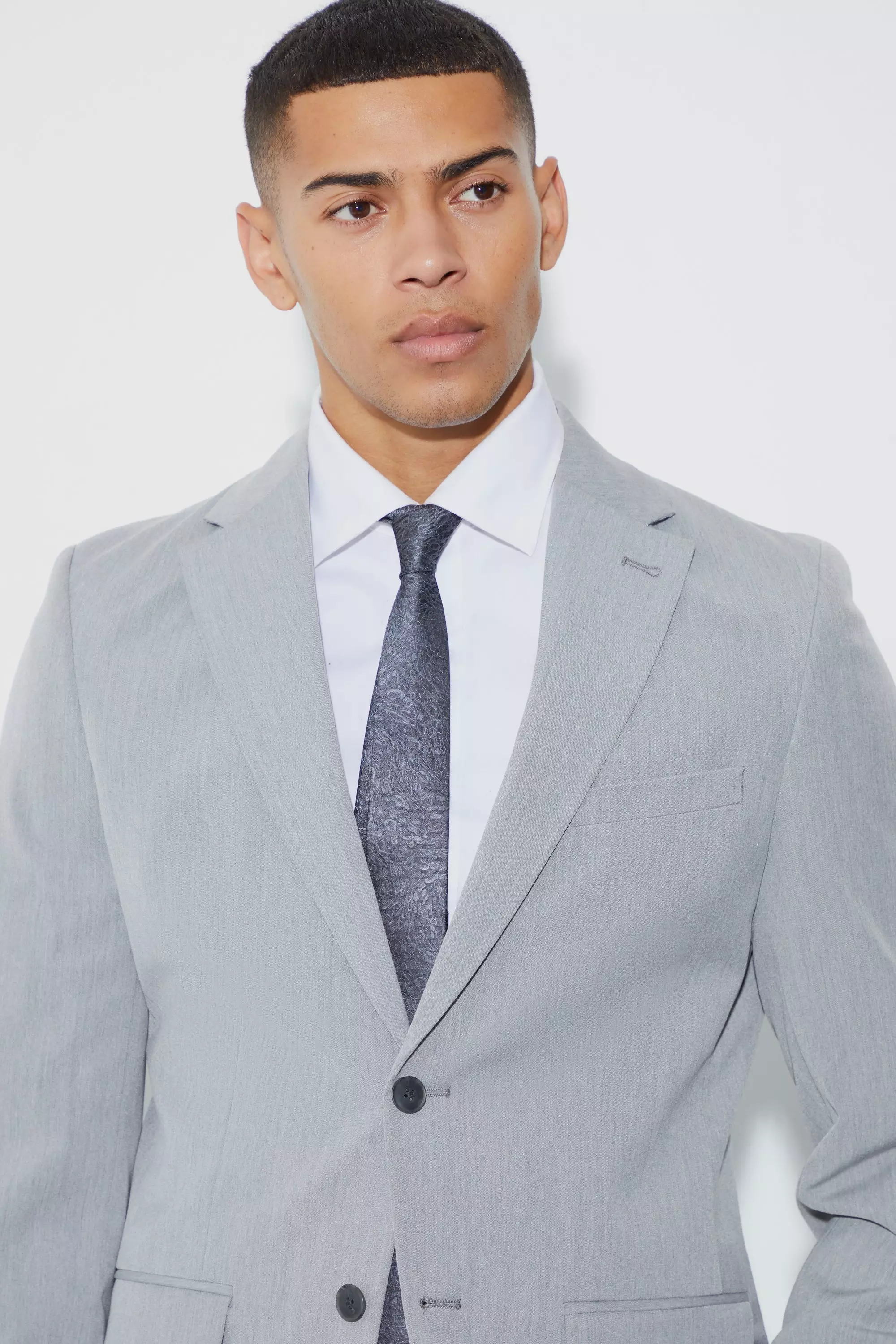 Grey Slim Single Breasted Suit Jacket alternative image