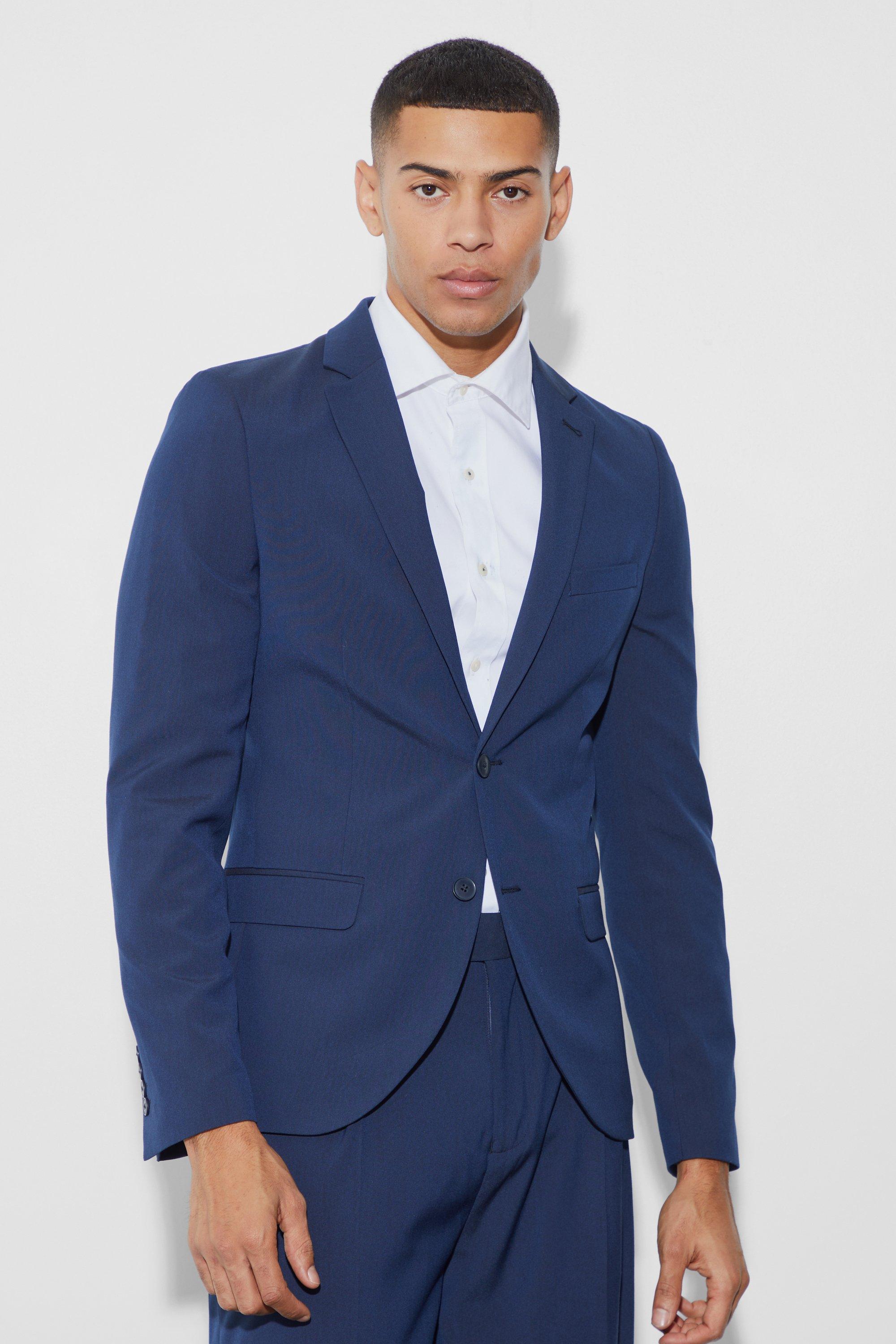 Navy Super Skinny Single Breasted Suit Jacket