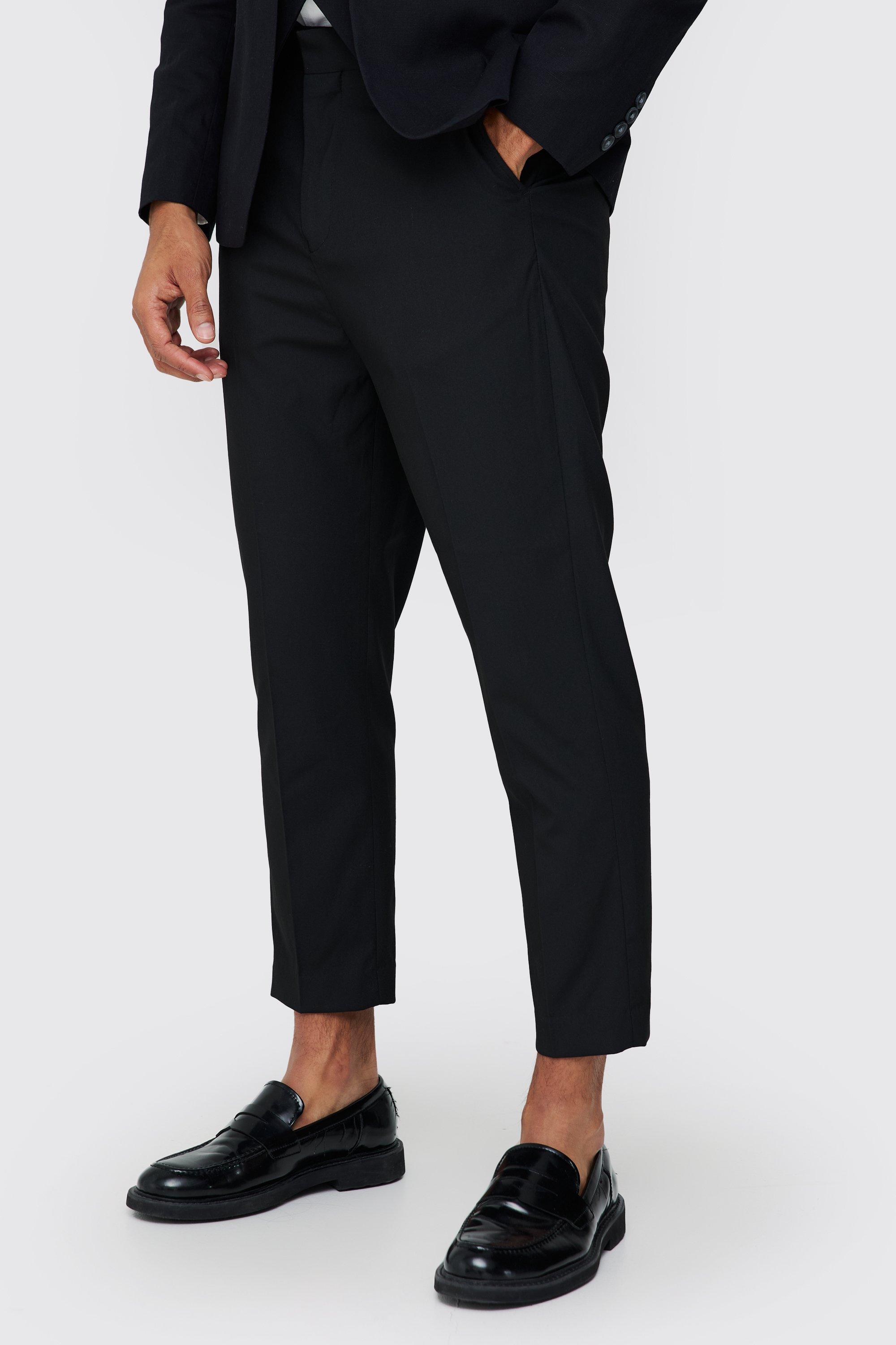 Buy DENNISON Men Black Tapered Fit Cropped Trousers - Trousers for Men  7719545