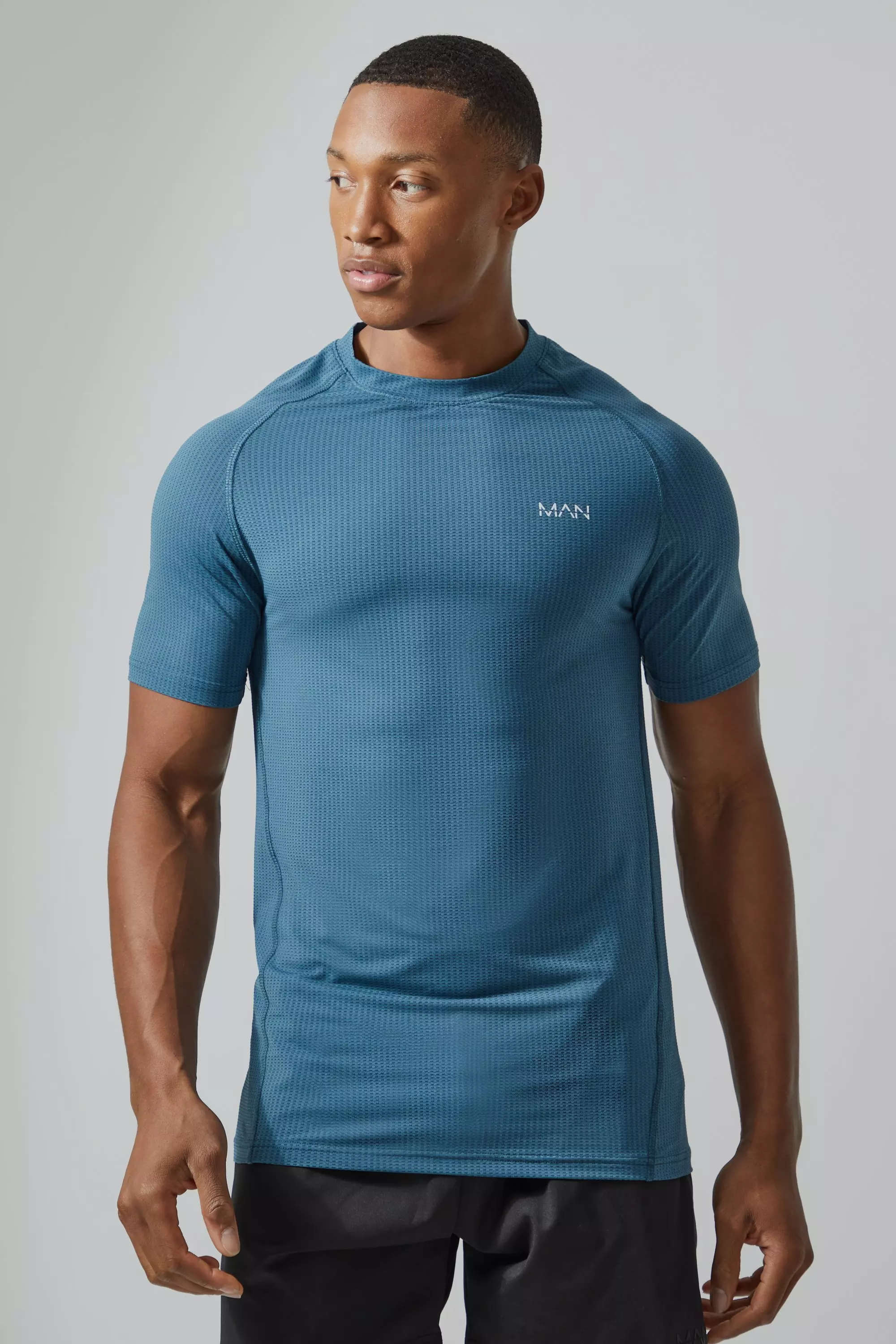 Teal Green Man Active Muscle Fit Marl T-shirt