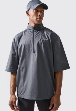 Charcoal Grey Man Active Oversized Golf Funnel Zip Jacket