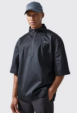 Black Man Active Oversized Golf Funnel Zip Jacket