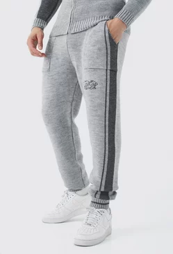 Relaxed Fit Pannel Knitted Jogger With Cuff Grey