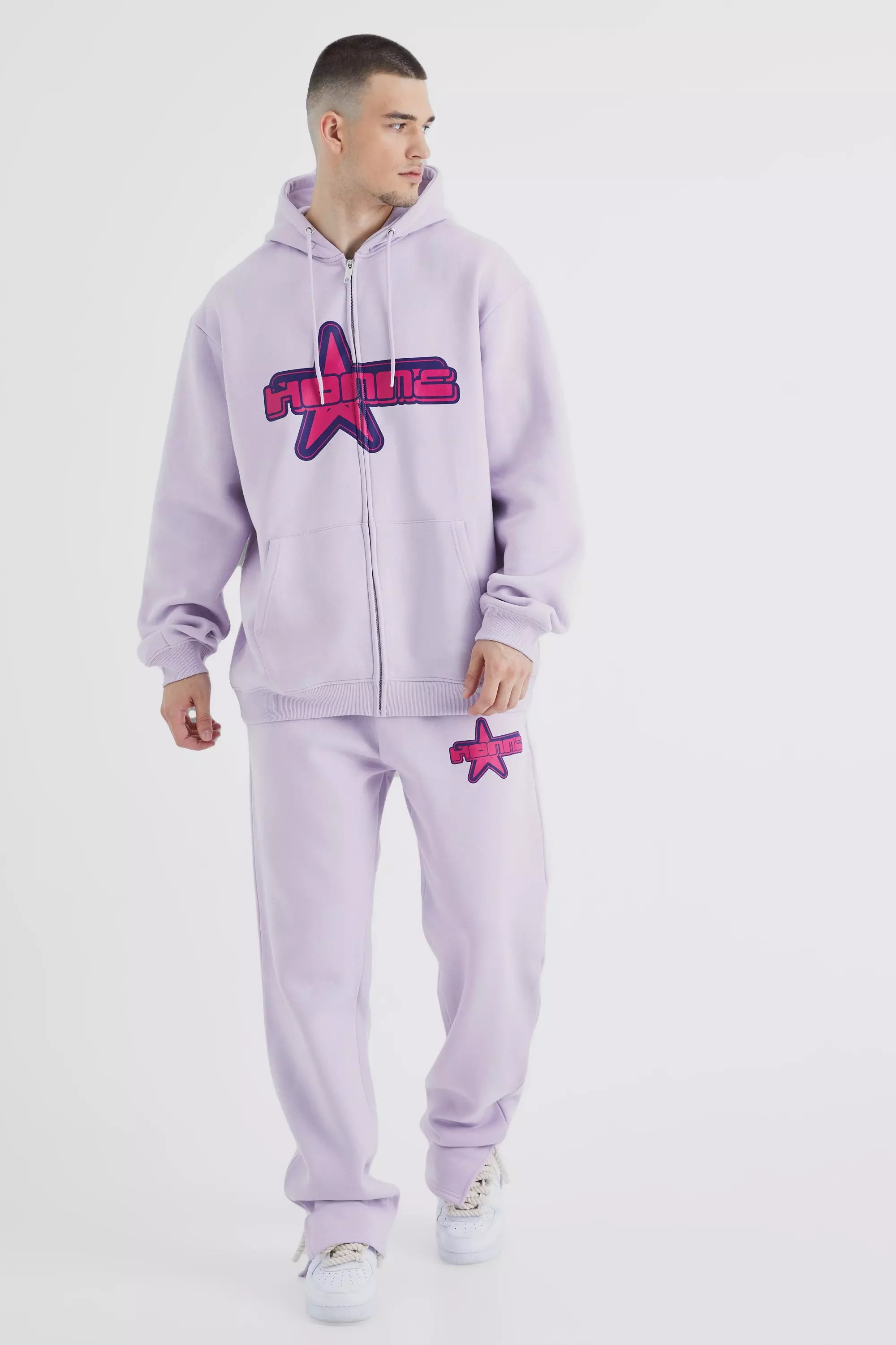 Tall Oversized Zip Through Y2k Tracksuit Lilac