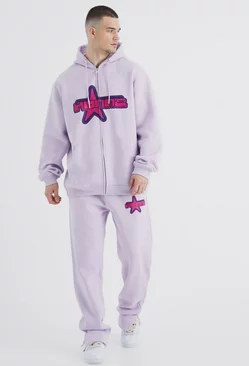 Tall Oversized Zip Through Y2k Tracksuit Lilac